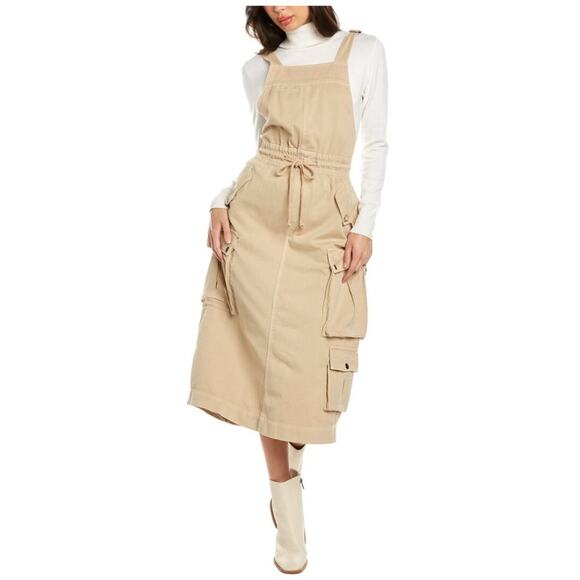 Free People Cargo Skirtall Overalls Utility Dress Mustard (tan) NEW size XS - Picture 2 of 13